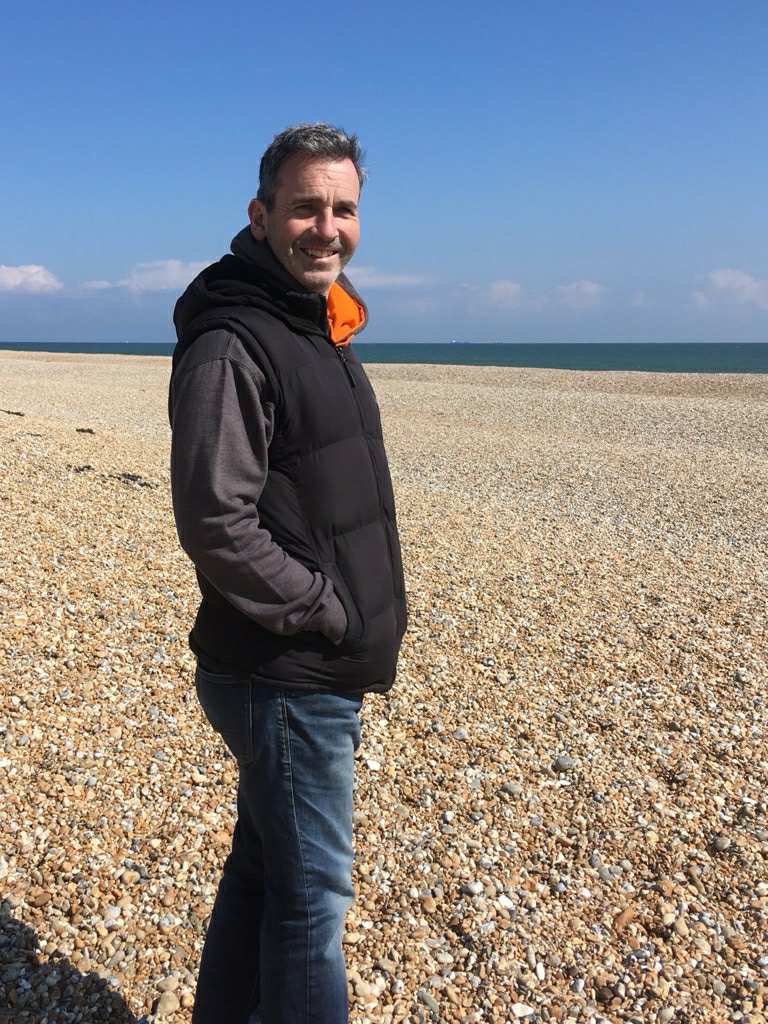 Alan on the shingle beach at Dungeness