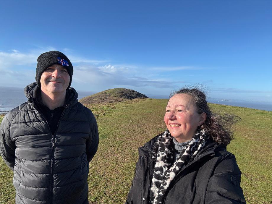 Angela and Alan together on a trip